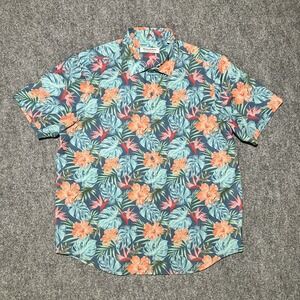 Tommy Bahama Shirt Mens Large Blue The Bahama Coast Hawaiian Floral Short Sleeve